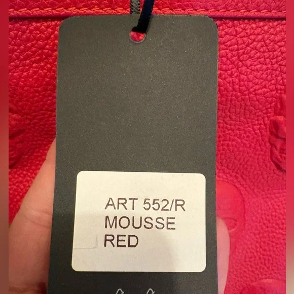 NWT IO Pelle Red Leather Skull Tote - Picture 2 of 4